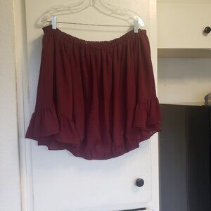 Essome Burgundy Off the Shoulder Top Size Large